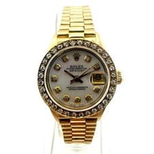 LADIES ROLEX DATEJUST 18K YELLOW GOLD 6916 PRESIDENT BAND - MOP DIA DIAL/BEZEL