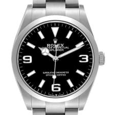 Rolex Explorer I 36 Black Dial Steel Mens Watch 124270 Box Card