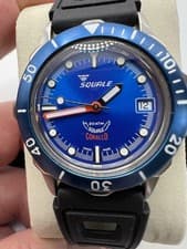 Squale Corallo Diver Wristwatch Blue Dial Black Rubber Strap 200m Bezel