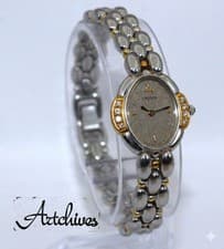SEIKO Credor 1E70-3040 Ladies Quartz Watch Gray Dial Diamond Bezel