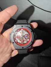 Hublot Men's Luxury Skeleton Dial Wristwatch Black Metal Original Box & Papers