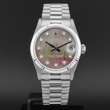 Rolex Datejust 31, 68279, White Gold, Black Mother of Pearl Diamond Dial, Pre...