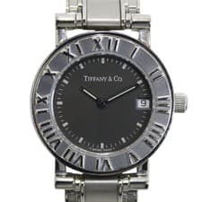 Tiffany&Co. Atlas Quartz Watch Gray Dial 9N0278324 Date Display Used