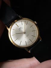 NOS 1960s Rone dress watch gold plated case silver sunburst dial AS 1690/92