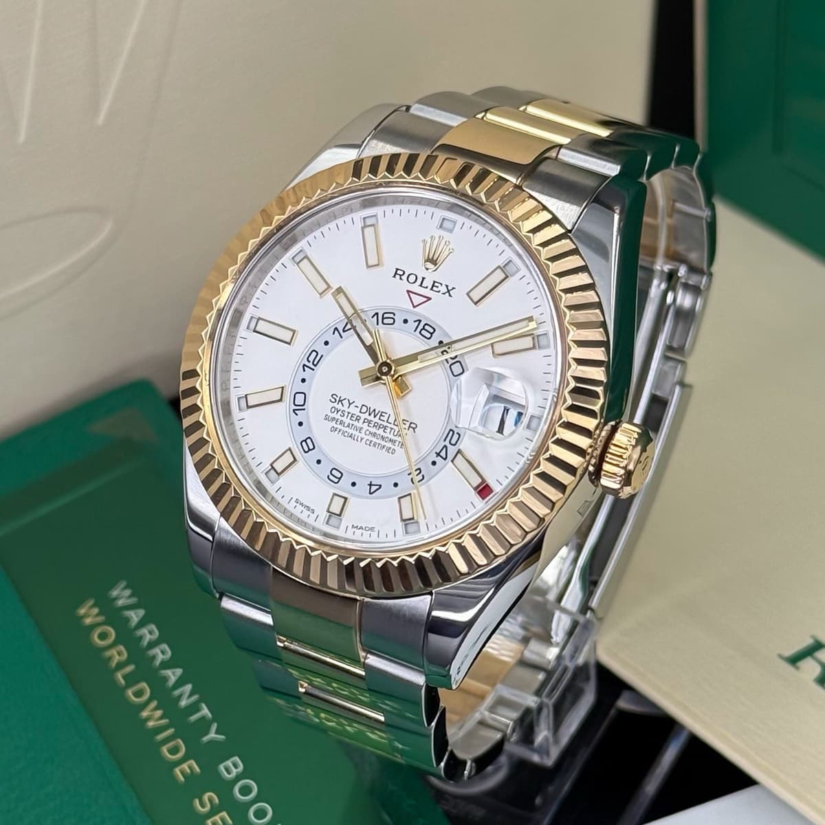 Rolex Sky-Dweller 326933 Gold and Silver Oyster Bracelet with Gold Bezel