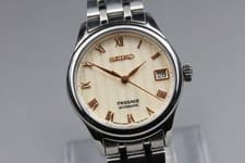 [w/Box] SEIKO Presage SRRY045 Automatic Date Sand Patterns Dial SS Women's Watch