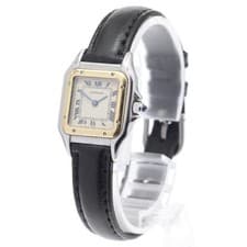CARTIER PANTHERE SM QUARTZ 22mm SS/YG Beige Dial Leather Strap #C469