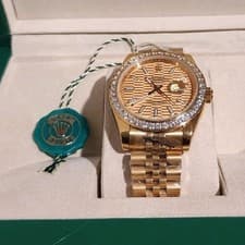 Rolex Datejust Yellow Gold Diamond Bezel Automatic Men's Watch w/ Box & Papers