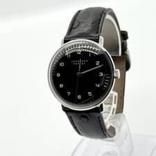 Junghans Max Bill Manual Wind Watch Black Dial Leather Strap Men's Classic