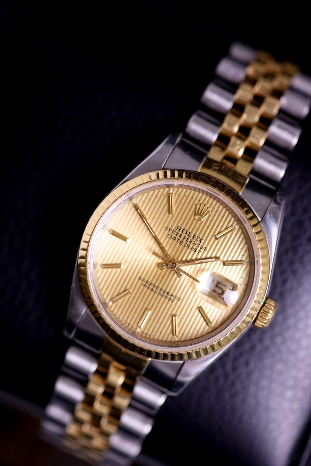 Rolex Datejust 36 16233 Two Tone Jubilee Champagne Tapestry Dial