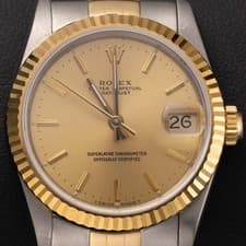 Rolex Datejust 68273 Fluted Bezel Watch 31mm Champagne Index Dial BOX & PAPER