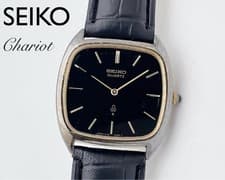Seiko Chariot Square Vintage Men's Watch 70s Black Dial Used SV411