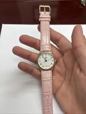 Raymond Weil Women’s Watch Gold Plated As Is Pink Leather Strap