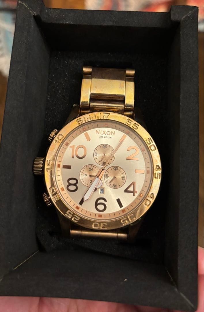 NIXON 51-30 Chrono Analog Watch Pink Gold Battery Operated Used