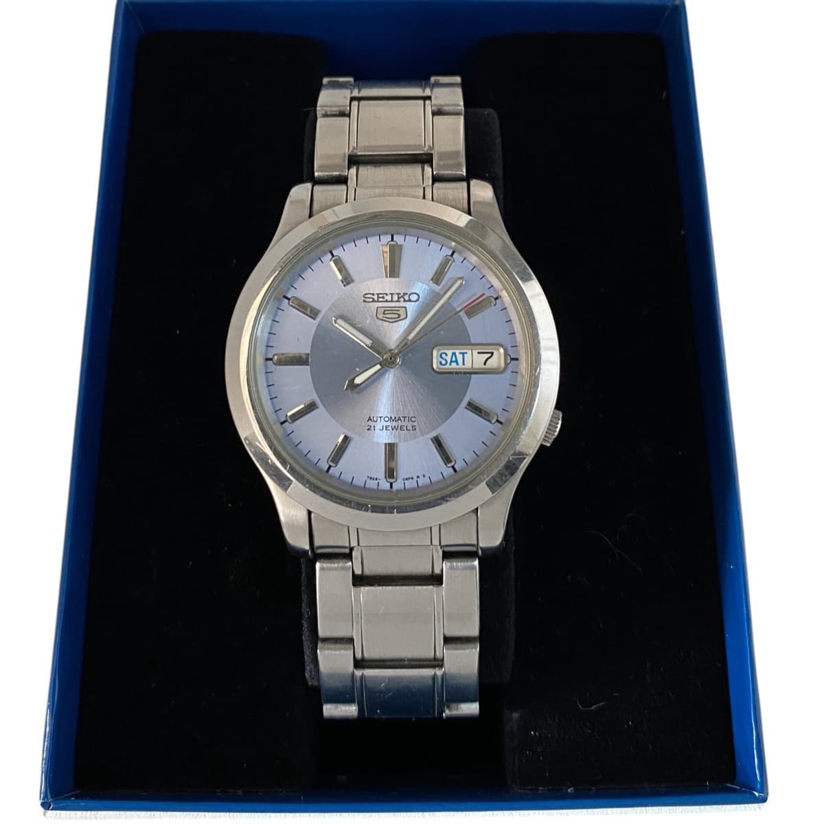 Seiko 5 Automatic Ice Blue Dial Stainless Steel Gents Watch SNK791 Rare