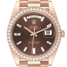 Rolex Day-Date 40 President Rose Gold Brown Diamond Mens Watch 228345