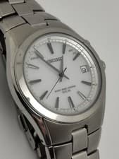 Seiko Spirit 7B24 White Dial Titanium Radio Solar Watch Light Used Authentic