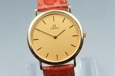 Vintage *N MINT* OMEGA De Ville Cal.1378 Gold Dial Quartz Mens Watch From JAPAN