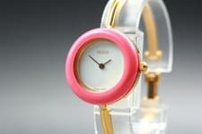 [Near MINT] GUCCI Change Bezel 11/12.2 Gold Pink Quartz Women's Watch From JAPAN