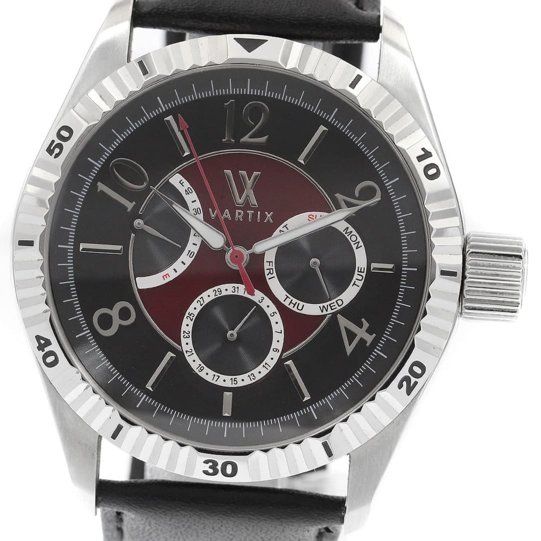 VARTIX ALIVE Men’s Watch Automatic Black Red Leather SS Used From Japan From Jap