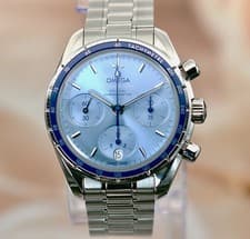 2022 OMEGA Speedmaster Chrono 38 324.30.38.50.03.001 Full Set Mint  Blue Dial
