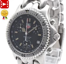 🎦OH, New Batt! [Exc+5] TAG Heuer SEL CG1110-0 Chronograph Black Dial Mens JAPAN