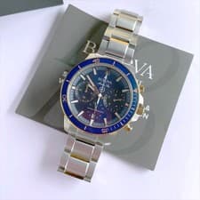 Bulova Men's New Marine Star Series C 98B301 Quartz Blue Dial Chronograph Watch