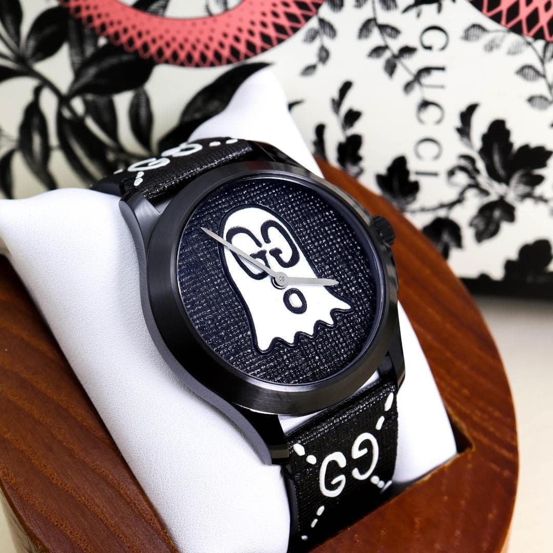 GUCCI Ghost G Timeless Quartz Watch with Box & GG Belt Used