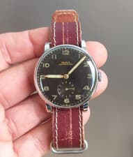 Vintage WWII era Black Dial Steel Doxa Watch 1944 Serviced