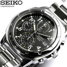 New  SEIKO Watch Chronograph  50m Water Resistant Calendar  Included Revers