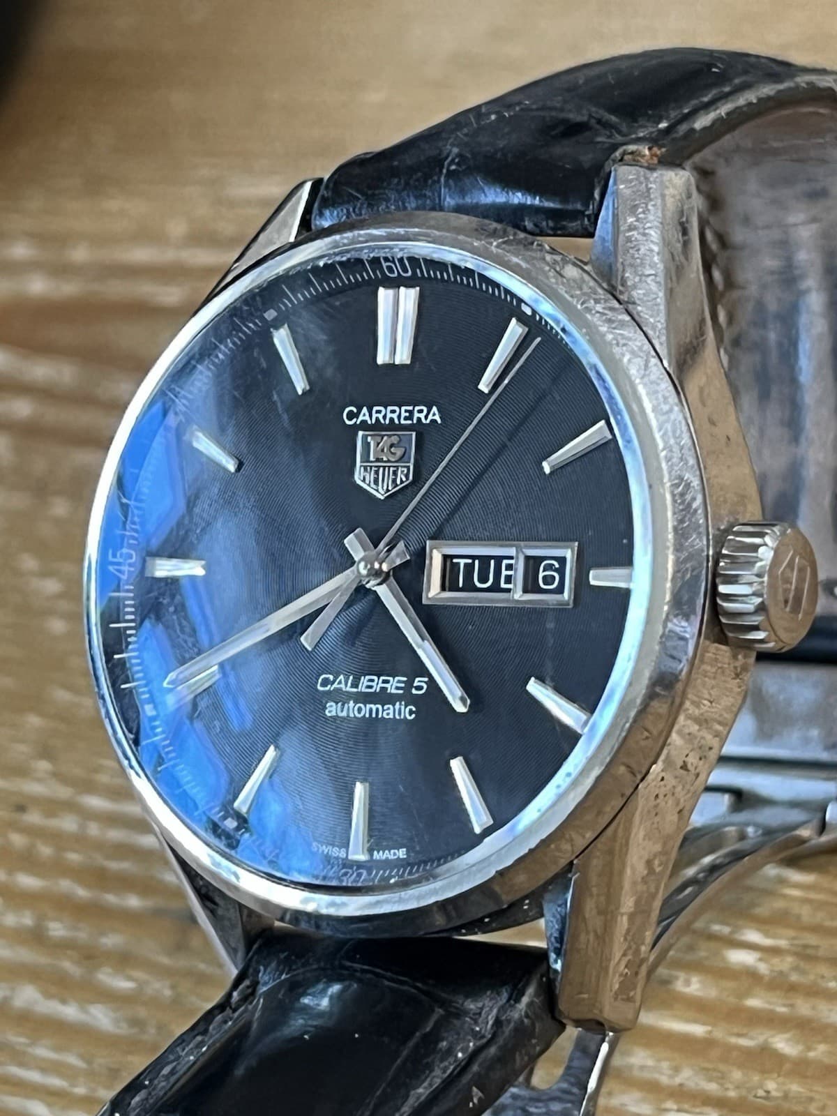 Tag Heuer Carrera, Day/Date, Calibre 5, Automatic, OG Butterfly Clasp + Crown