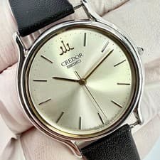 New Battery Operational SEIKO Credor 8J81 6A30 Wristwatch Logo Dial