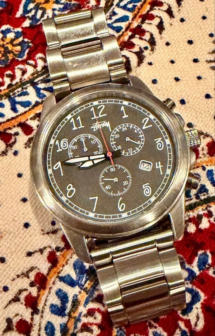 Stussy Chronograph Solar Time Leon Watch Date Box Used Limited