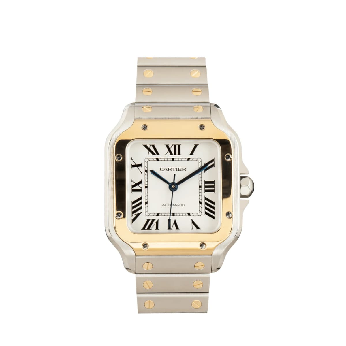 Cartier Santos Medium W2SA0016 Stainless Steel Yellow Gold White Dial Automatic