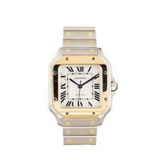 Cartier Santos Medium W2SA0016 Stainless Steel Yellow Gold White Dial Automatic