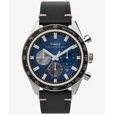 Timex Waterbury Chronograph Black 41mm Stainless Steel Leather 100m Watch