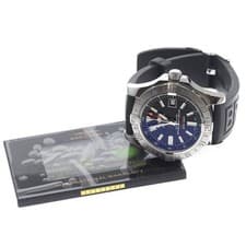 BREITLING AVENGER II GMT A32390 43mm SS Black Dial Rubber Strap Automatic #C367