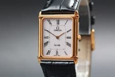 1984 Near MINT OMEGA De Ville 24mm 191.0221 Quartz Roman Dial Tank Men's Vintage