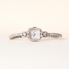 Vintage Lady Hamilton 1.25 Carats Diamonds Tonneau Shape Cocktail Watch 14K Gold