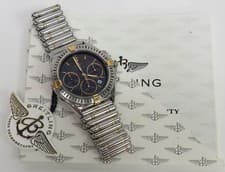 BREITLING 1884 CHRONOMAT MEN'S BLACK DIAL DATE GOLD MARKERS WATCH B55045 13247