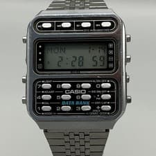 Vintage Casio Data Bank Mens Watch 33mm Silver Tone Calculator Alarm New Battery