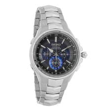 Seiko Solar Men's Coutura Perpetual Calendar Chronograph Black Dial Watch SSG009
