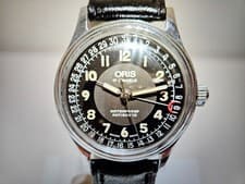 VINTAGE GENUINE SMALL 31mm SWISS MEN POINTER DATE WATCH "ORIS"17J./CAL.2691