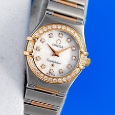Ladies Omega Constellation 18K Rose Gold Watch Logo Diamond Dial & Bezel 1360.75