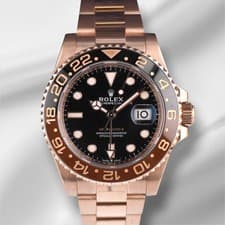 Rolex 40mm GMT Master II Black Brown Root Beer Rose Gold Mens Watch 126715
