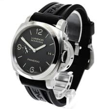 PANERAI LUMINOR MARINA 1950 3 DAYS PAM00312 44mm SS Rubber Black Dial Date #C286