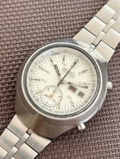 SEIKO 6139-7101 Automatic Chronograph HELMELT Watch Men's White Dial Vintage