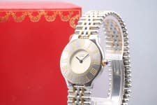 Vintage [N MINT /w Box] Cartier Must de Cartier 21 Silver Gold Qz Women's Watch