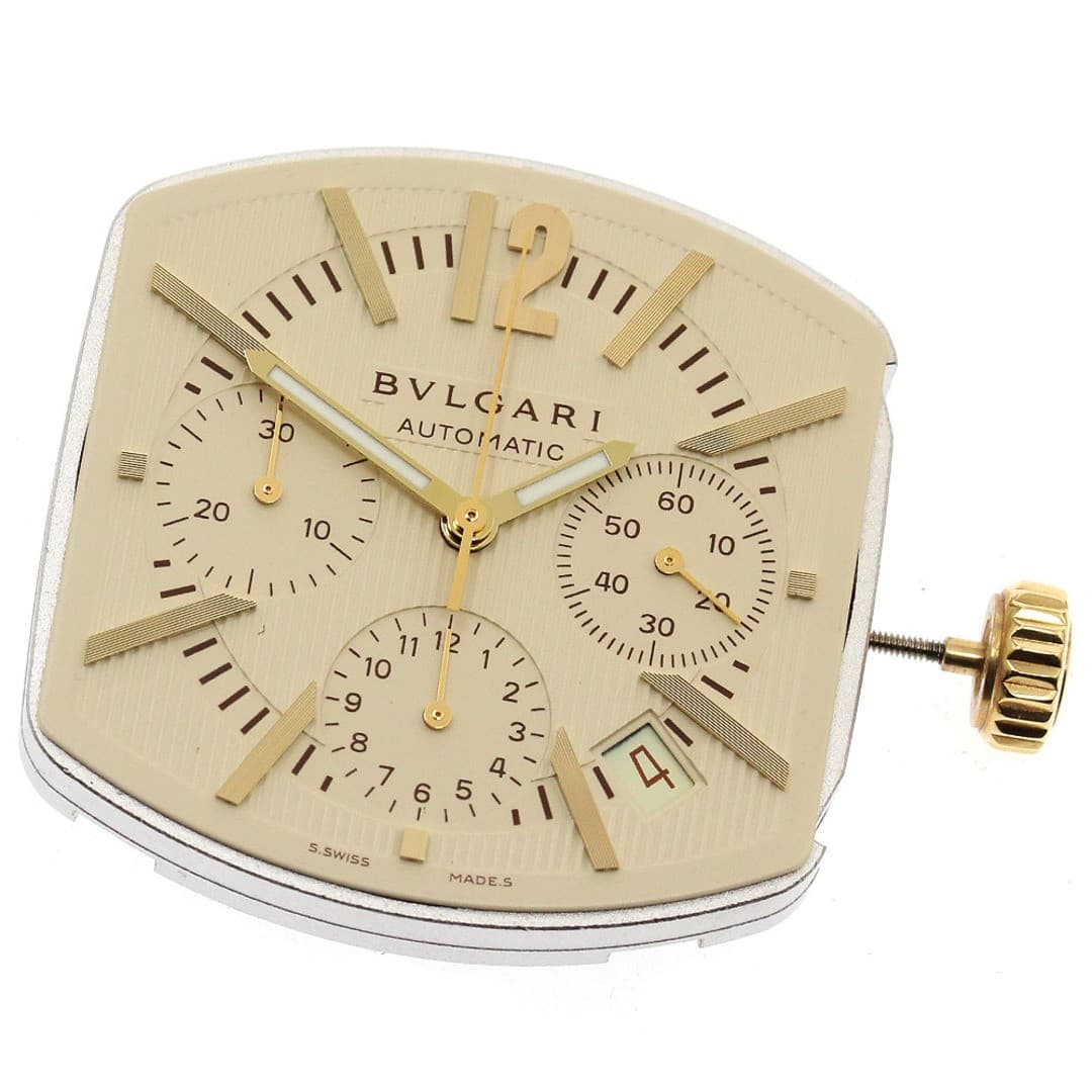 BVLGARI Men's Watch Automatic Chronograph Beige Dial Used From Japan