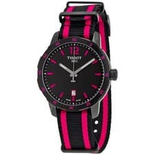 Tissot Quickster 40mm Black And Hot Pink Nylon Women's Watch T0954103705701
